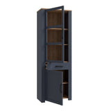 Furniture To Go Bohol 2 Door 1 Drawer Narrow Display Cabinet in Riviera Oak/Navy