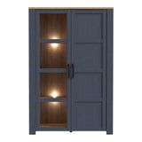 Furniture To Go Bohol Display Cabinet inc. 2x LED Lights in Riviera Oak/Navy