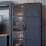 Furniture To Go Bohol Display Cabinet inc. 2x LED Lights in Riviera Oak/Navy