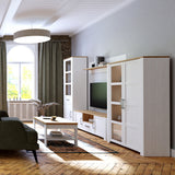 Furniture To Go Bohol Display Cabinet inc. 2x LED Lights in Riviera Oak/White
