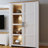Furniture To Go Bohol Display Cabinet inc. 2x LED Lights in Riviera Oak/White