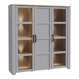 Furniture To Go Bohol Large Display Cabinet inc. 4x LED Lights in Riviera Oak/Grey Oak