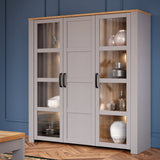 Furniture To Go Bohol Large Display Cabinet inc. 4x LED Lights in Riviera Oak/Grey Oak