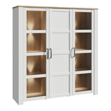 Furniture To Go Bohol Large Display Cabinet inc. 4x LED Lights in Riviera Oak/White