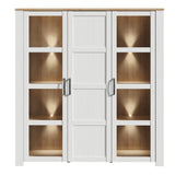 Furniture To Go Bohol Large Display Cabinet inc. 4x LED Lights in Riviera Oak/White