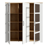 Furniture To Go Bohol Large Display Cabinet inc. 4x LED Lights in Riviera Oak/White
