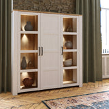 Furniture To Go Bohol Large Display Cabinet inc. 4x LED Lights in Riviera Oak/White