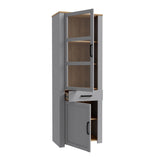 Furniture To Go Bohol Narrow Display Cabinet inc. 2x LED Lights in Riviera Oak/Grey Oak