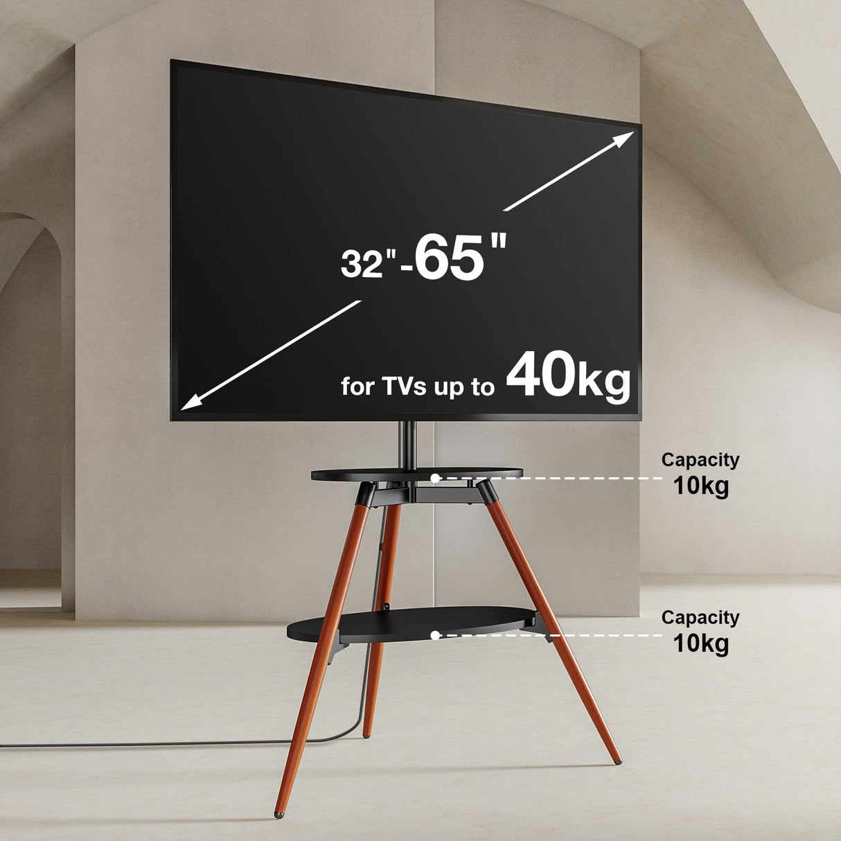 TTAP Ravello 65" TV Stand with Bracket - Walnut & Black