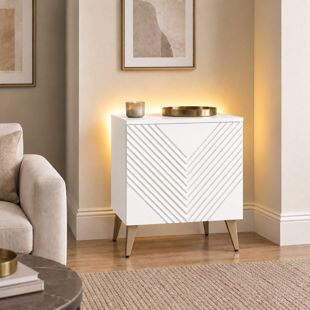 Frank Olsen White AVA Lamp Table with Mood Lighting