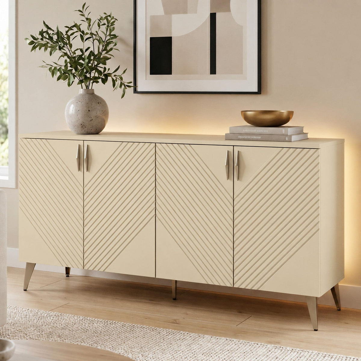 Frank Olsen AVA Natural Stone Large Sideboard with LED Mood Lighting