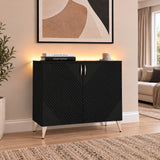 Frank Olsen AVA Black Tall Sideboard with Mood Lighting & Wireless Phone Charging