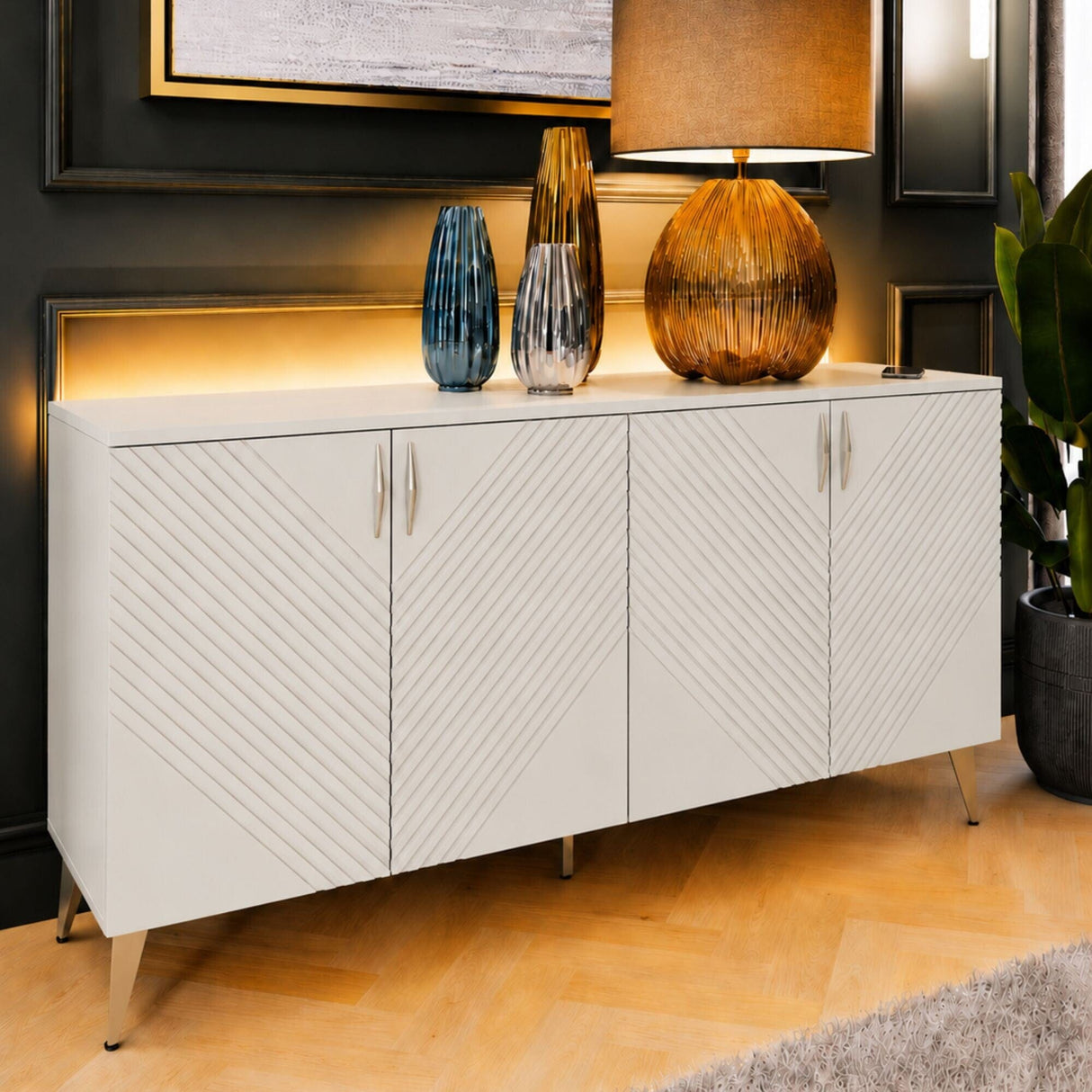 Frank Olsen AVA White Large Sideboard with LED Mood Lighting