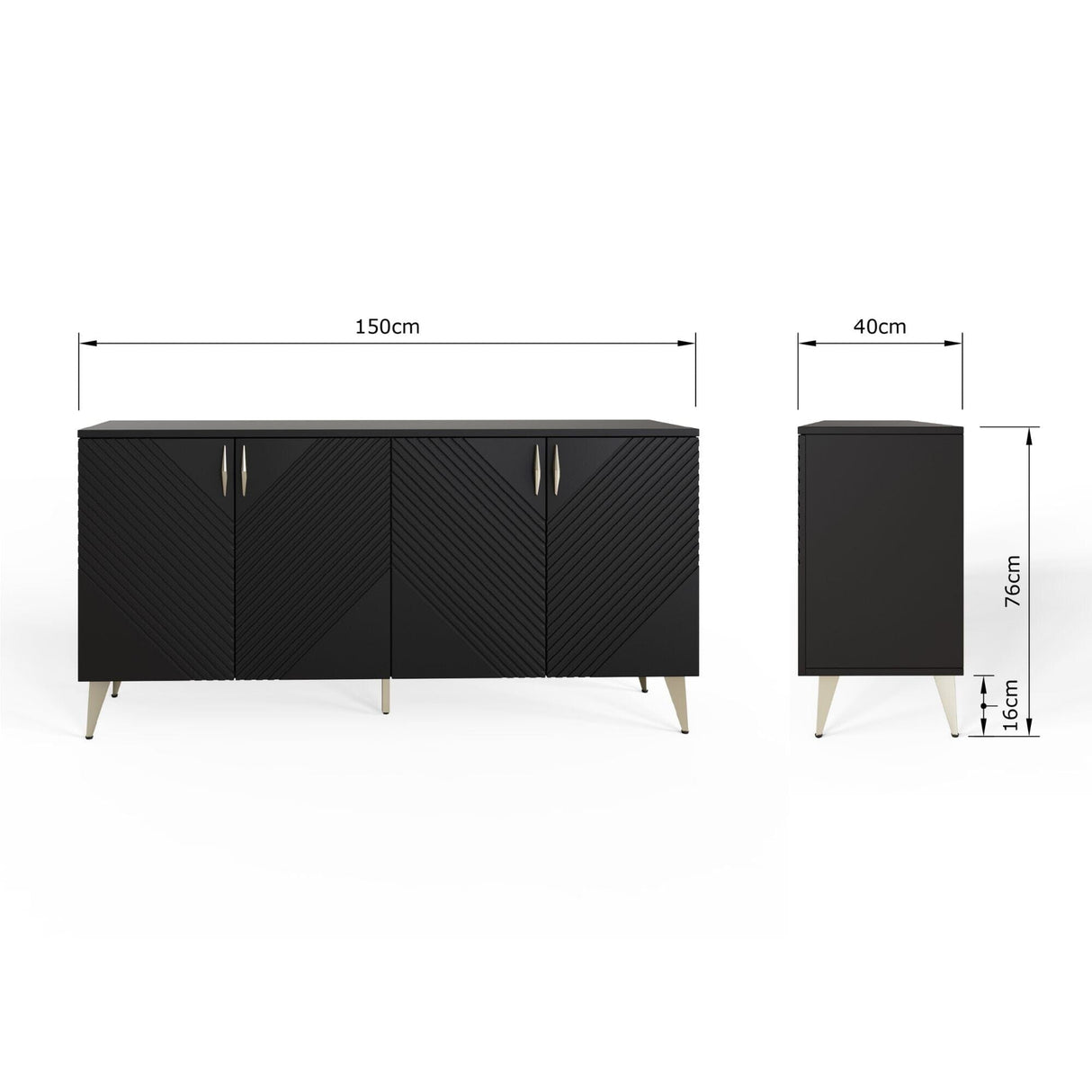 Frank Olsen AVA Black Large Sideboard with LED Mood Lighting