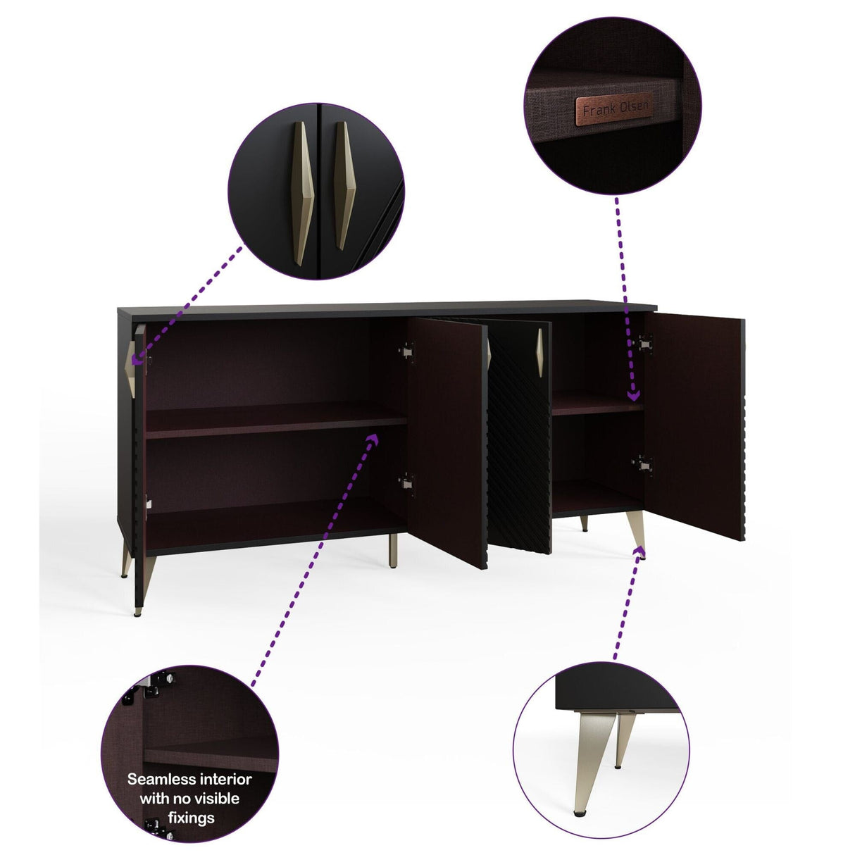 Frank Olsen AVA Black Large Sideboard with LED Mood Lighting