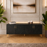 Frank Olsen AVA Black TV Cabinet with Mood Lighting for TV's up to 70"
