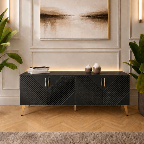 Frank Olsen AVA Black TV Cabinet with Mood Lighting for TV's up to 70"