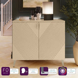 Frank Olsen AVA Natural Stone Tall Sideboard with Mood Lighting & Wireless Phone Charging