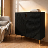 Frank Olsen AVA Black Tall Sideboard with Mood Lighting & Wireless Phone Charging