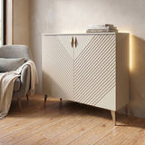 Frank Olsen AVA White Tall Sideboard with Mood Lighting & Wireless Phone Charging