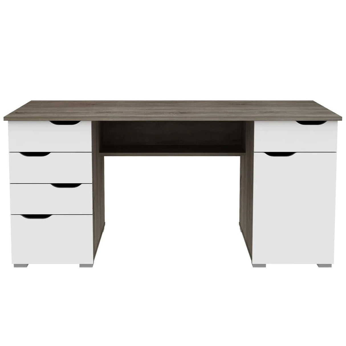 Alphason Kentucky Dark Oak and High Gloss White Office Desk