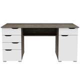 Alphason Kentucky Dark Oak and High Gloss White Office Desk