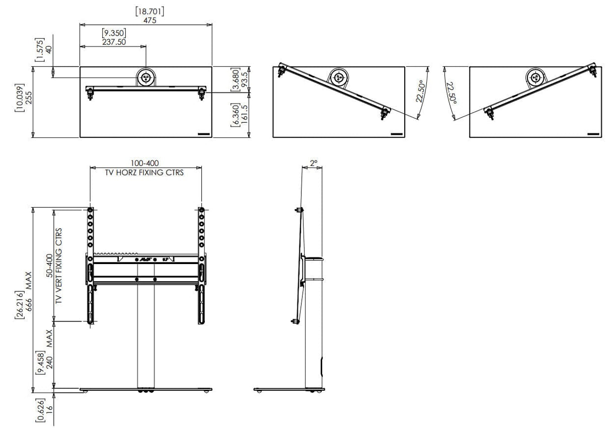 AVF B400BB: Universal TV Base/Tabletop Stand with Swivel (400 VESA)