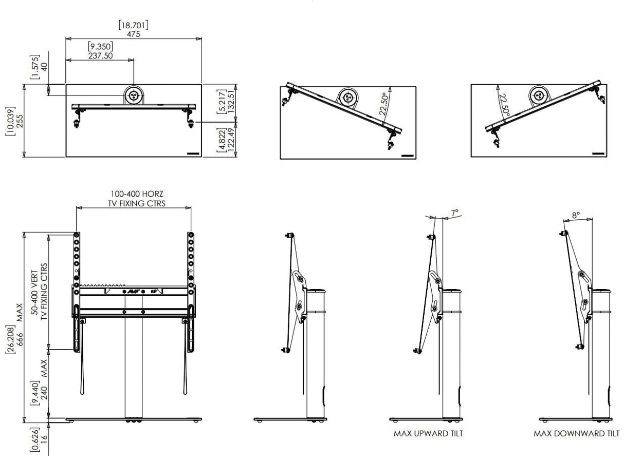 AVF B402BB: Universal TV Base/Tabletop Stand with Swivel & Tilt (400 VESA)