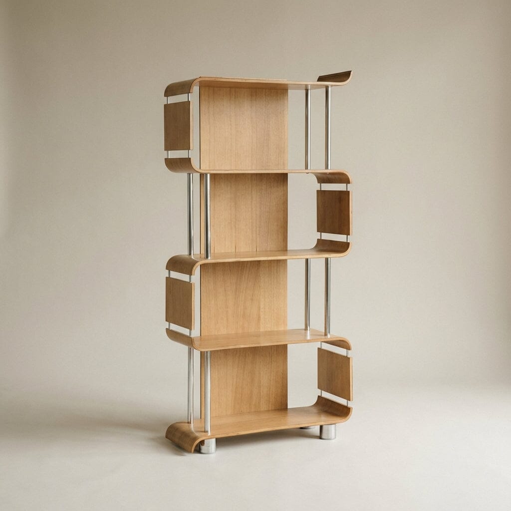 Jual Bali Curved Bookcase in Oak (BS201-OAK)