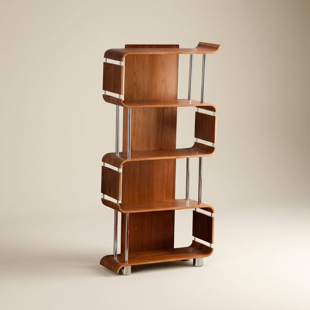 Jual Bali Curved Bookcase in Walnut (BS201-WAL)