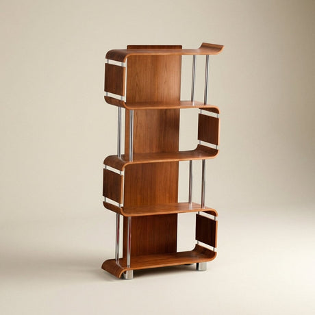 Jual Bali Curved Bookcase in Walnut (BS201-WAL)