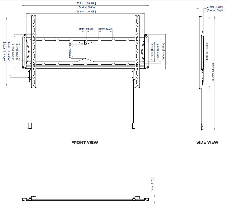 B-Tech BT5442 - Universal Fixed TV Bracket for up to 80"