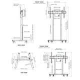 B-Tech BT8558 E-Lift Motorised Height Adjustable Flat Screen TV Trolley