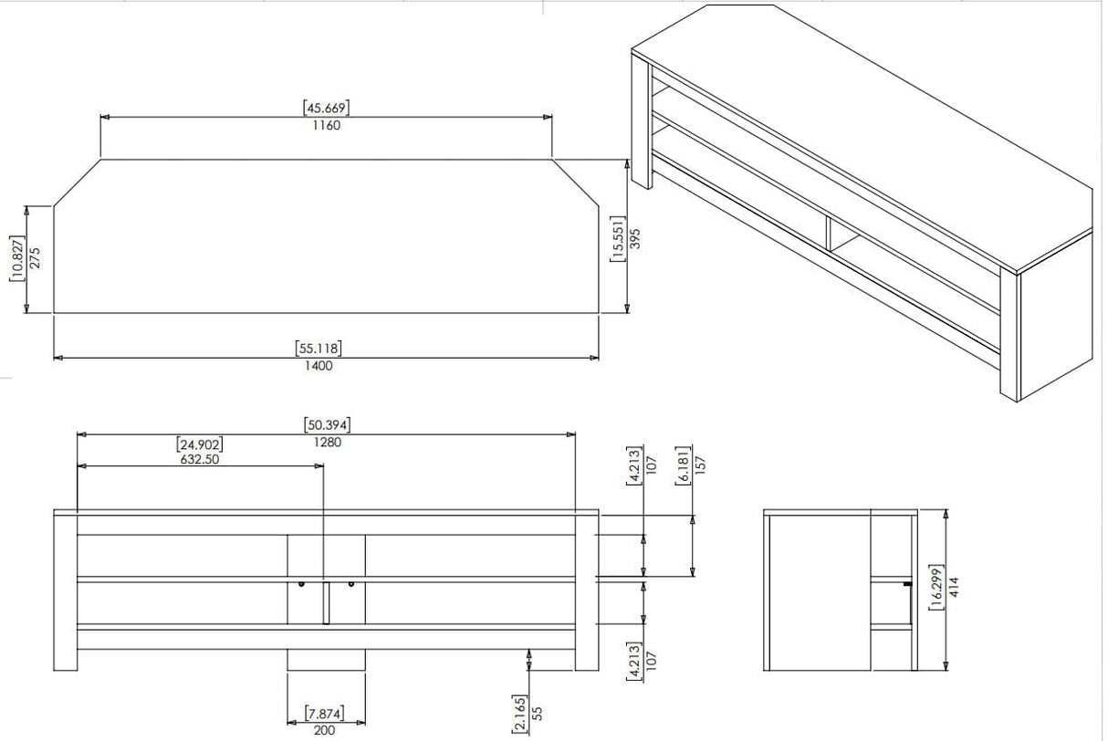 AVF CA140BO Calibre Flat TV Stand in Black Oak suits Up To 65" TVs