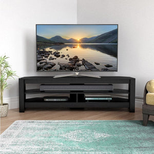Techlink CA140BO Calibre Flat TV Stand in Black Oak suits Up To 65" TVs