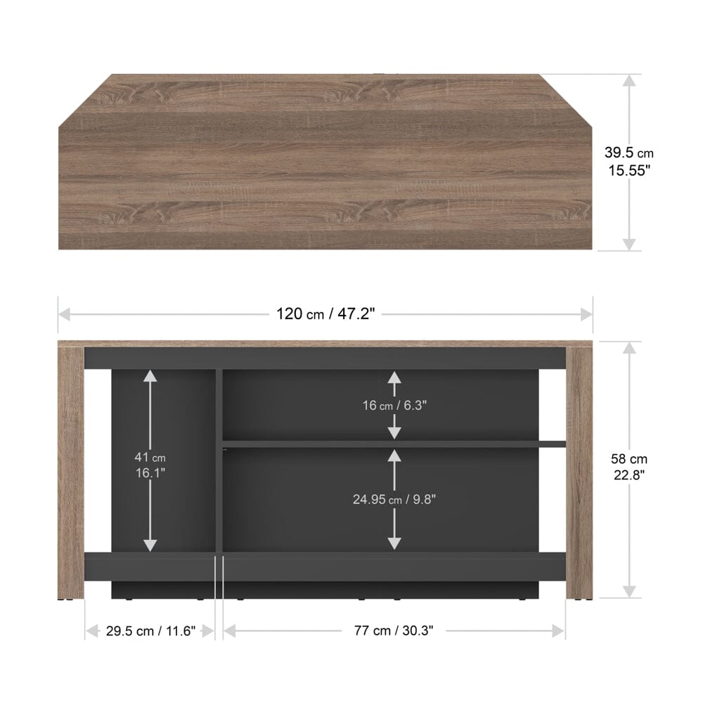 AVF Calibre Alto 1.2m TV Stand with Vertical Storage - Rustic Sawn Oak