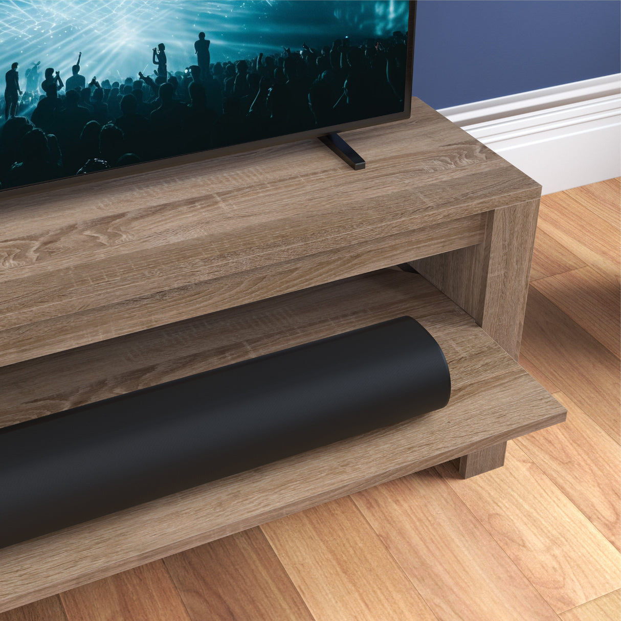 AVF Calibre Sound 1.2m TV Stand with Sliding Shelf - Rustic Sawn Oak