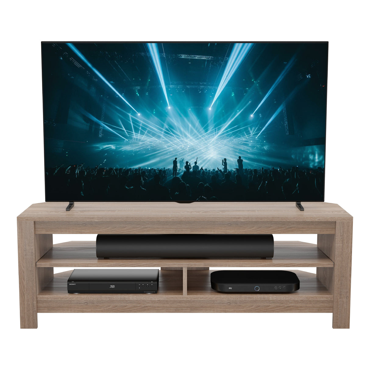 AVF Calibre Sound 1.2m TV Stand with Sliding Shelf - Rustic Sawn Oak
