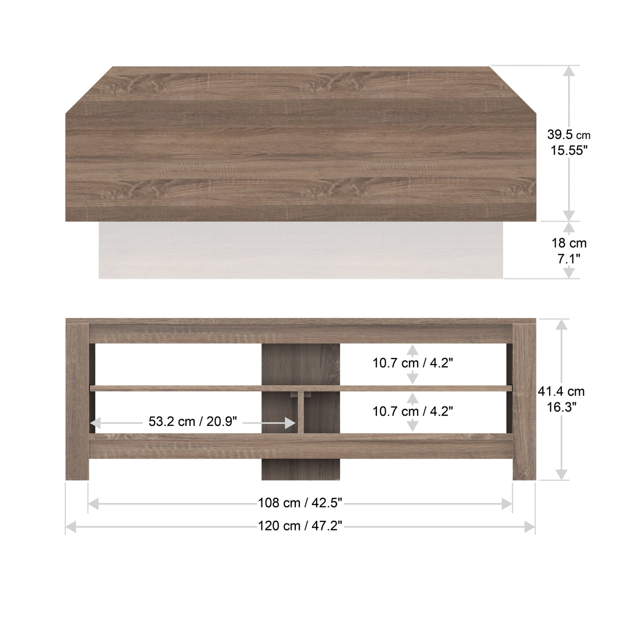 AVF Calibre Sound 1.2m TV Stand with Sliding Shelf - Rustic Sawn Oak