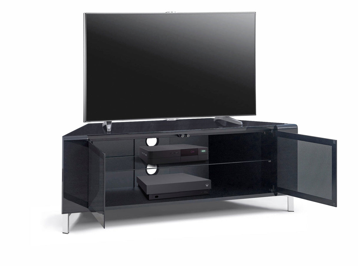 MDA Designs CORVUS Corner-Friendly Gloss Black Contemporary TV Cabinet