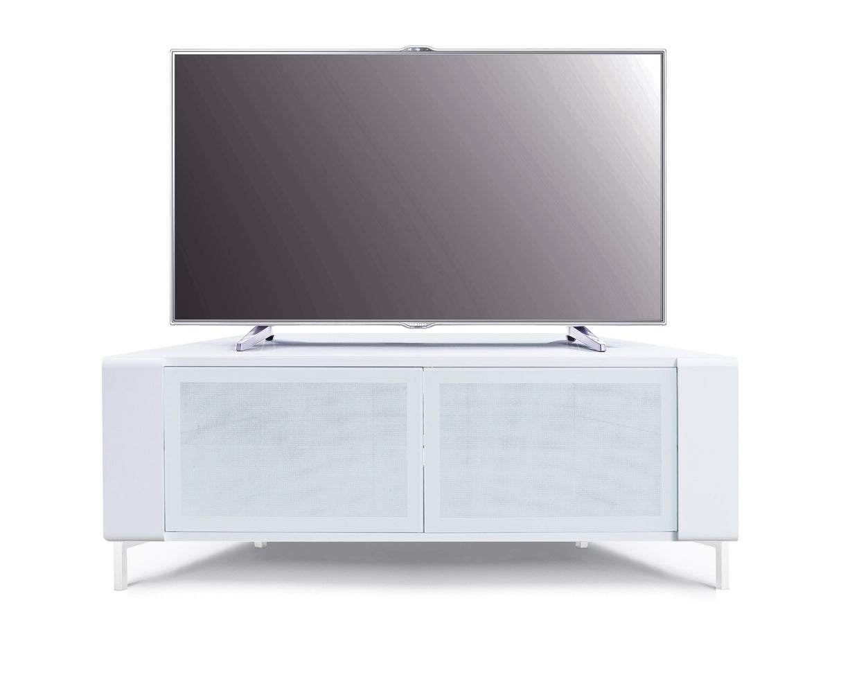 MDA Designs CORVUS Corner-Friendly Gloss White Contemporary TV Cabinet