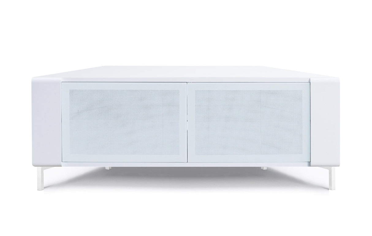 MDA Designs CORVUS Corner-Friendly Gloss White Contemporary TV Cabinet