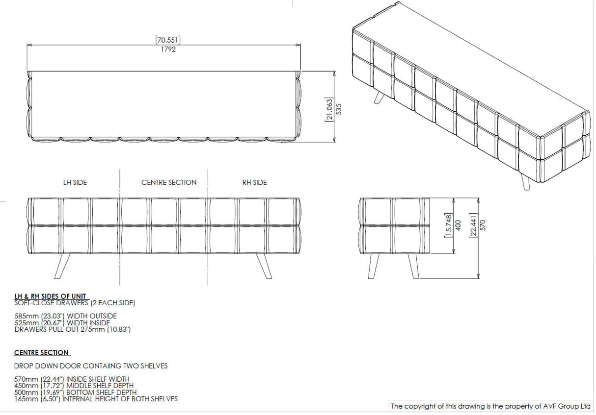 AVF Delano 1.8m TV Stand - Walnut