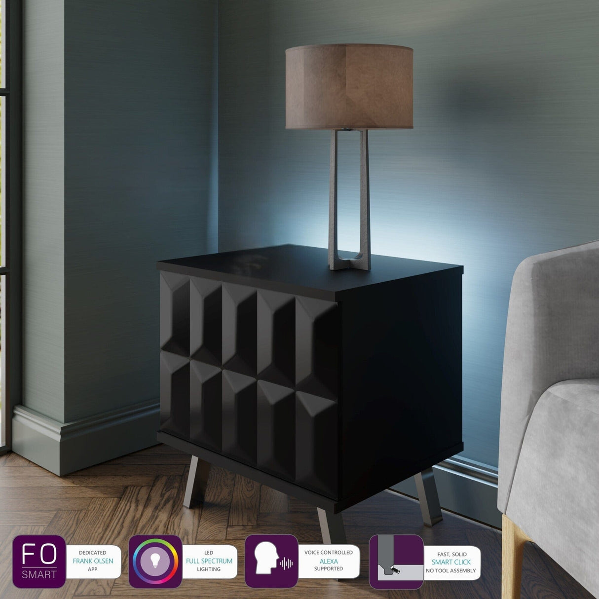 Frank Olsen Elevate Black Lamp Table with Mood Lighting