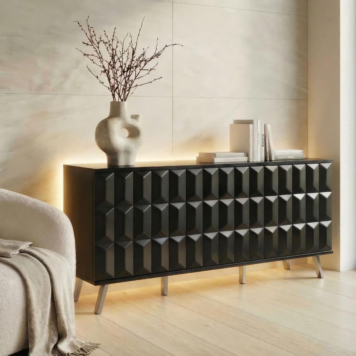 Frank Olsen Elevate Black Sideboard with Mood Lighting