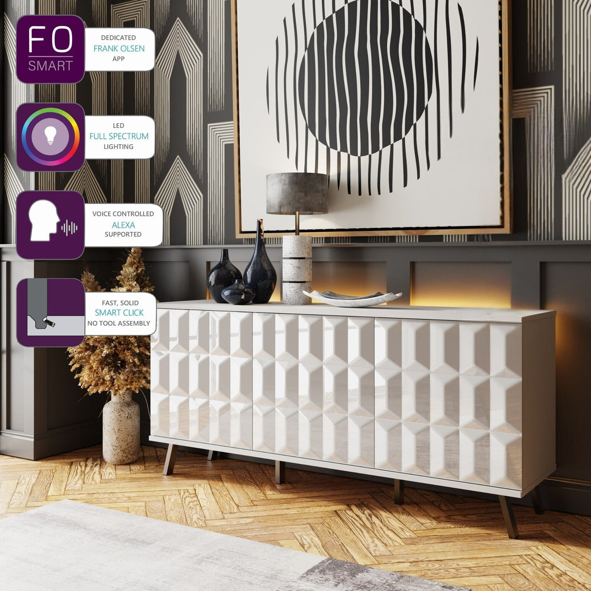 Frank Olsen Elevate White Sideboard with Mood Lighting