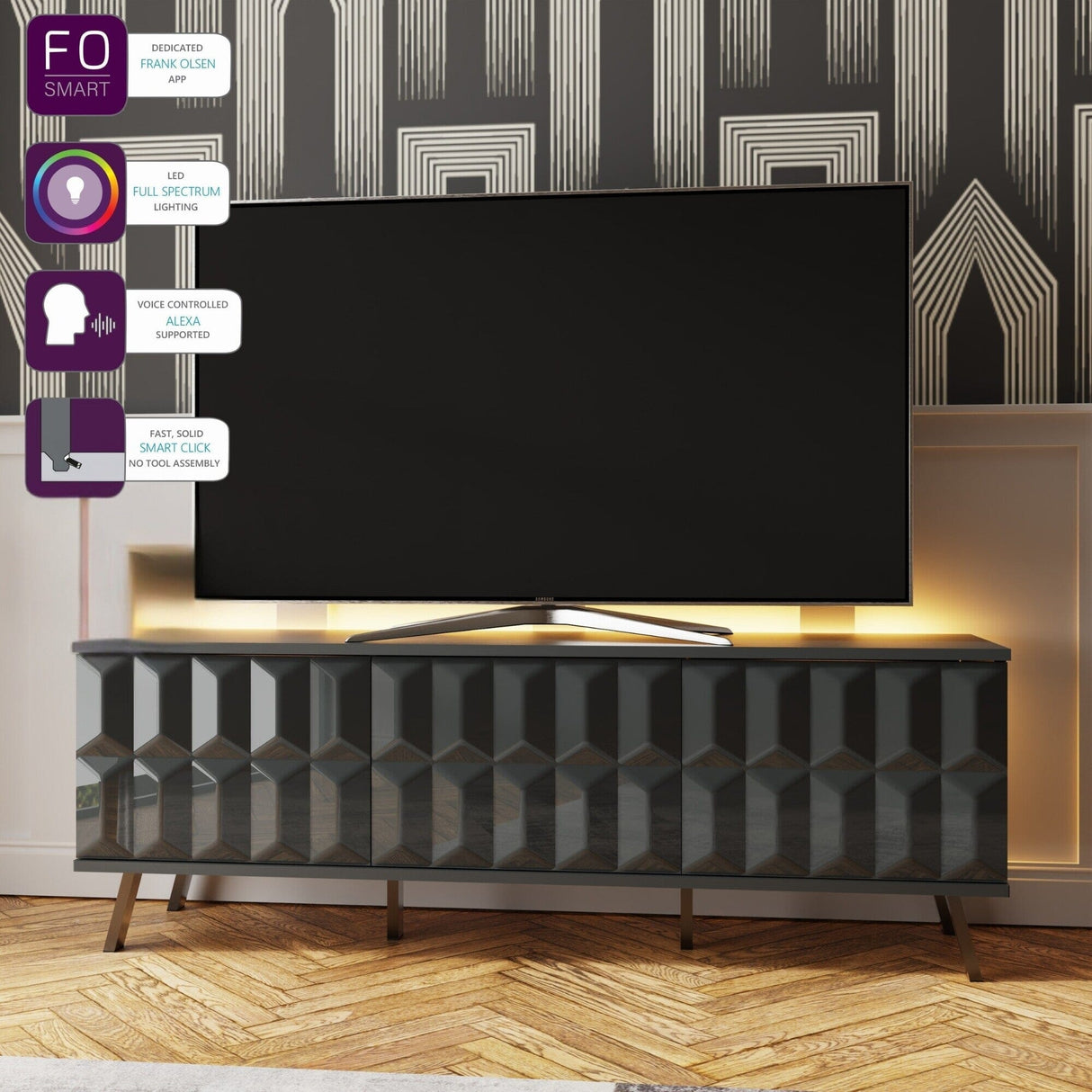 Frank Olsen Elevate Grey TV Cabinet with Mood Lighting
