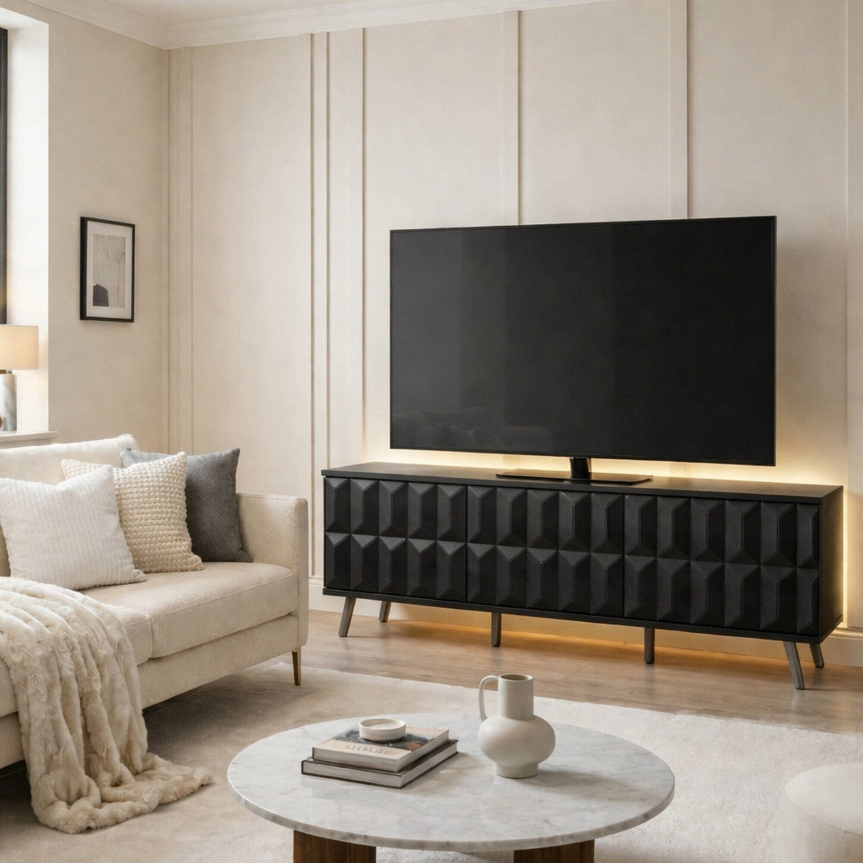 Frank Olsen Elevate Black TV Cabinet with Mood Lighting