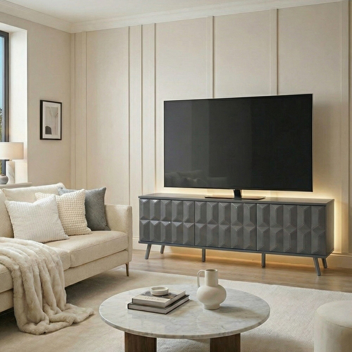 Frank Olsen Elevate Grey TV Cabinet with Mood Lighting