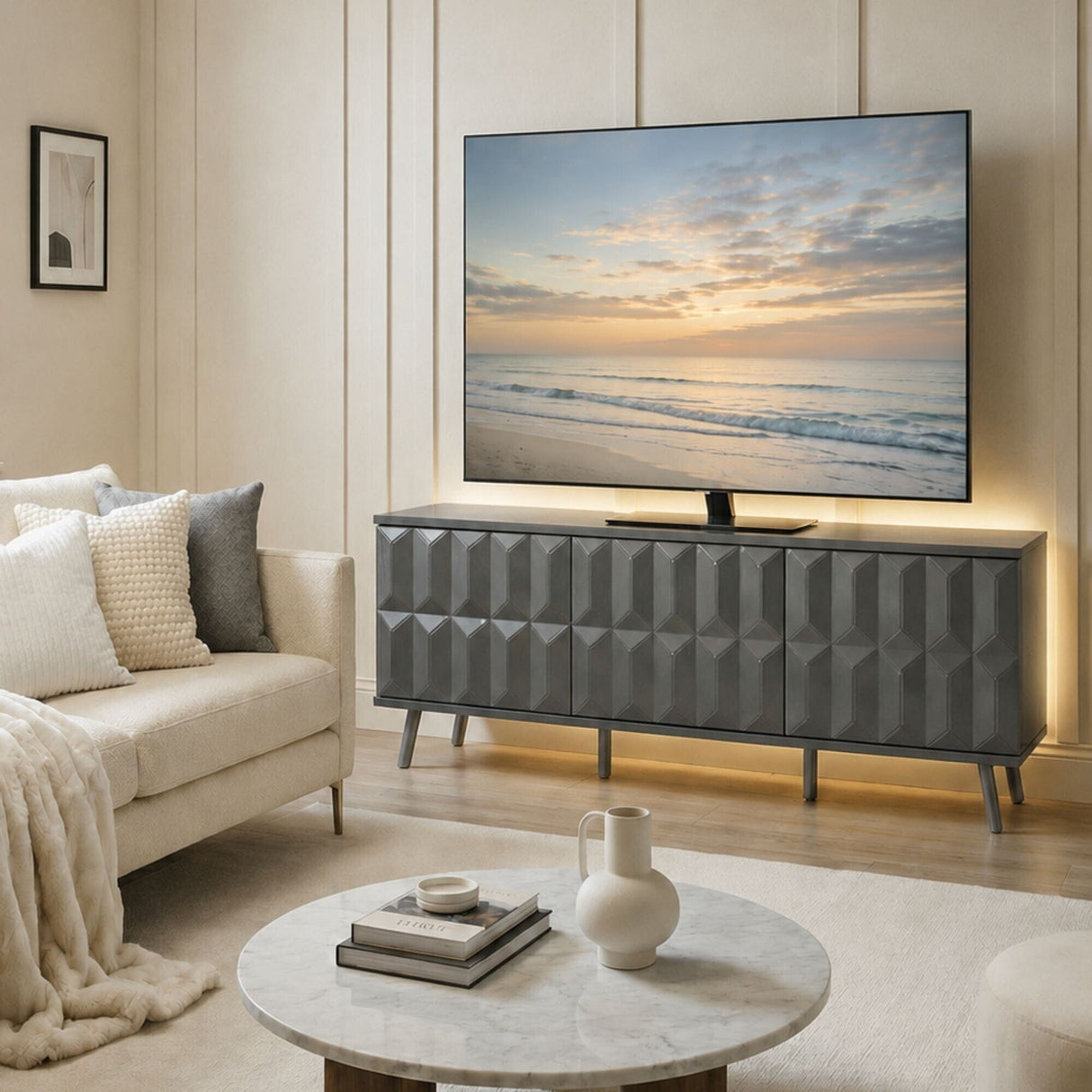 Frank Olsen Elevate Grey TV Cabinet with Mood Lighting